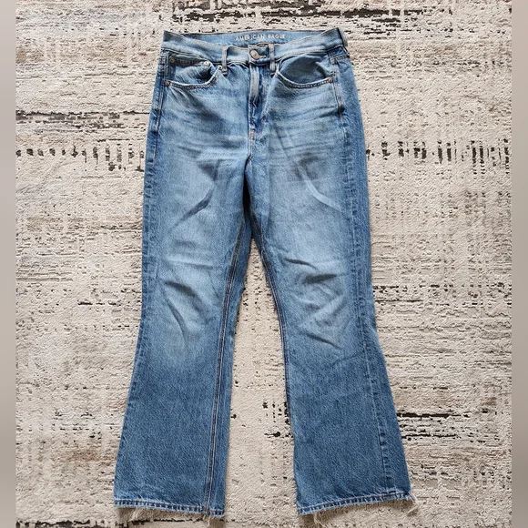 American Eagle Outfitters Blue Distressed Flare Jeans - Picture 2 of 5